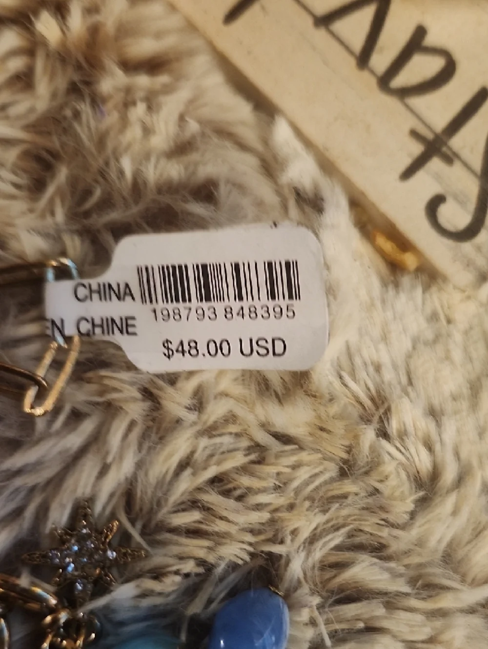 Free People Star Girl Maxamillion Gold Multi-Layer Necklace with Blue Charms - Picture 3 of 6